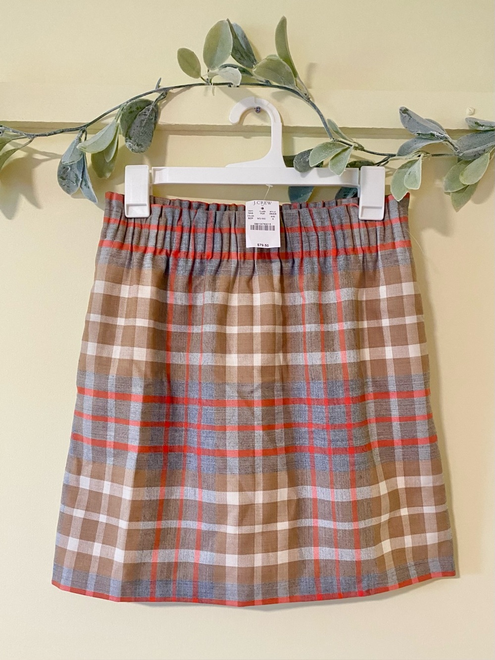 NWT J Crew Neutral Plaid Straight Skirt